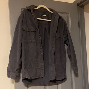 Dark Gray Button-Up Thick Shirt Workwear Western